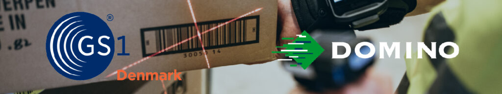 GS1 x Domino Systems A/S banner. Mangler du mærkningsudstyr eller etiketteringsudstyr? Hos DominoSystem har vi alt inden for etikettering og produktmærkning - fx fødevaremærkning